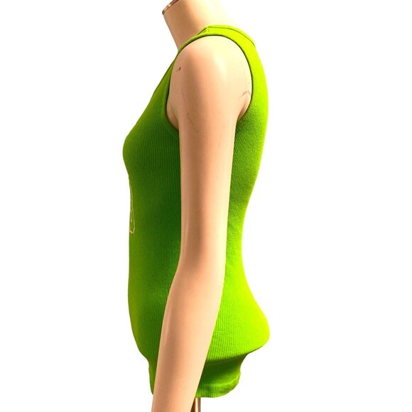 CCC Lime Green Cotton Tank Top Love MayB Size Medium - Picture 4 of 8